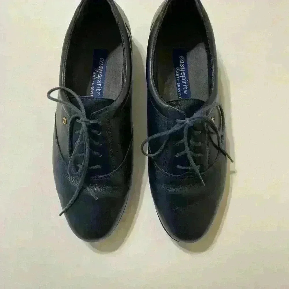 Woman’s Shoes EASYSPIRIT Black Leather Tie Closure Size 8.5 comfort outdoor - Picture 11 of 12